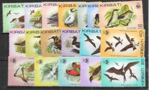 KIRIBATI SG163/78 1982-5 BIRDS DEFINITIVE SET MNH (s)