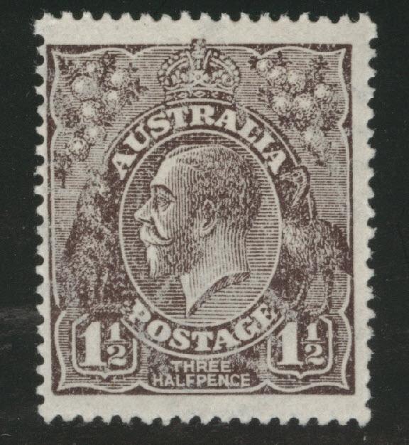 Australia Scott 63 MH* perf 14, wmk 203 1919 chocolate KGV