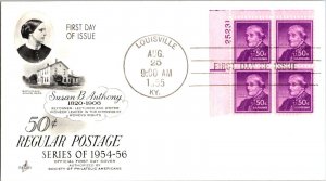 KAPPYSstamp US FDC ARTCRAFT 1955 LIBERTY ISSUES SUSAN B ANTHONY SCOTT 1051