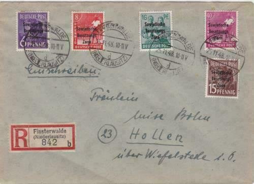 Germany Soviet Zone 1948 Finsterwalde to Hollen  stamps cover  R20717