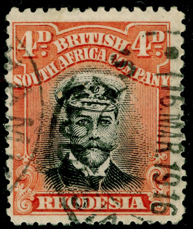 RHODESIA SG225, 4d black & deep orange-red, FINE USED. Cat £16.