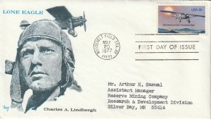 US 1710 13c Charles A. Lindbergh Flight Marg Cachet w/ Enclosure ECV $19.00