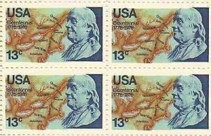 1976 Benjamin Franklin Block of 4 13c Postage Stamps, Sc#1690, MNH, OG