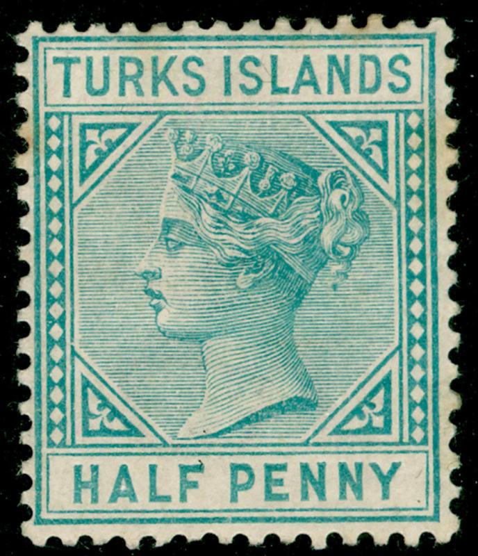 TURKS AND CAICOS ISLANDS SG53, ½d blue-green, M MINT. Cat £25.