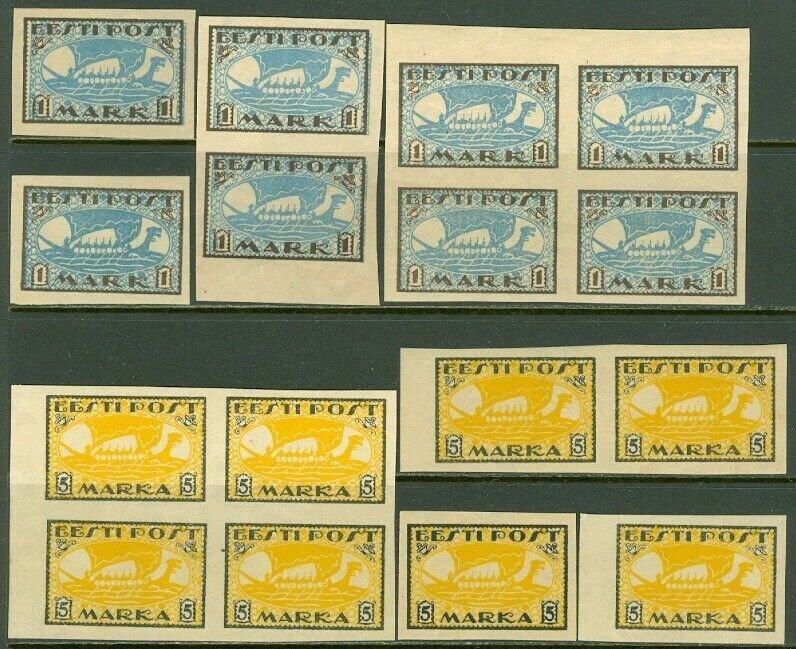 EDW1949SELL : ESTONIA 1919-20 Sc #34-35. 8 stamps of @ VF, MNH Cat $84 as Hinged