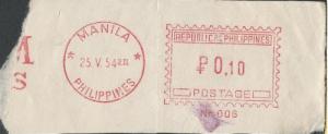 Manila, Philippines metered mail, corner (1954)