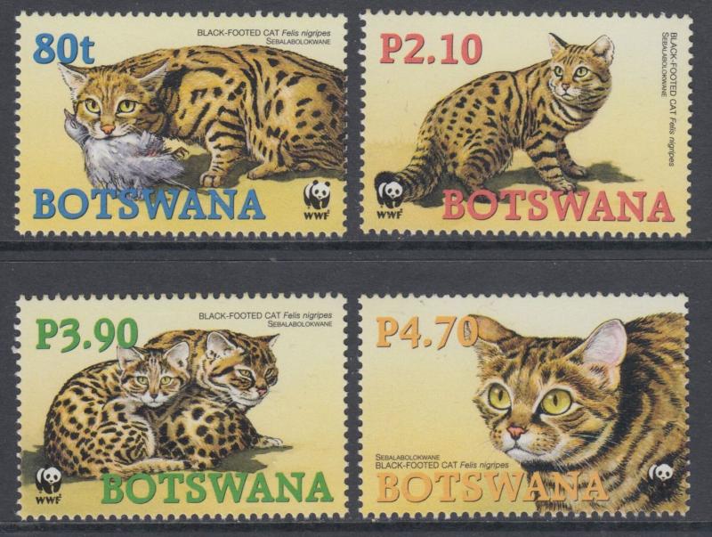 XG-BA411 BOTSWANA - Wwf, 2005 Wild Animals, Black-Footed Cat MNH Set