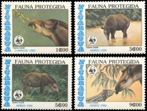 Nicaragua 1490-1493, MNH, World Wildlife Fund--Tapirs