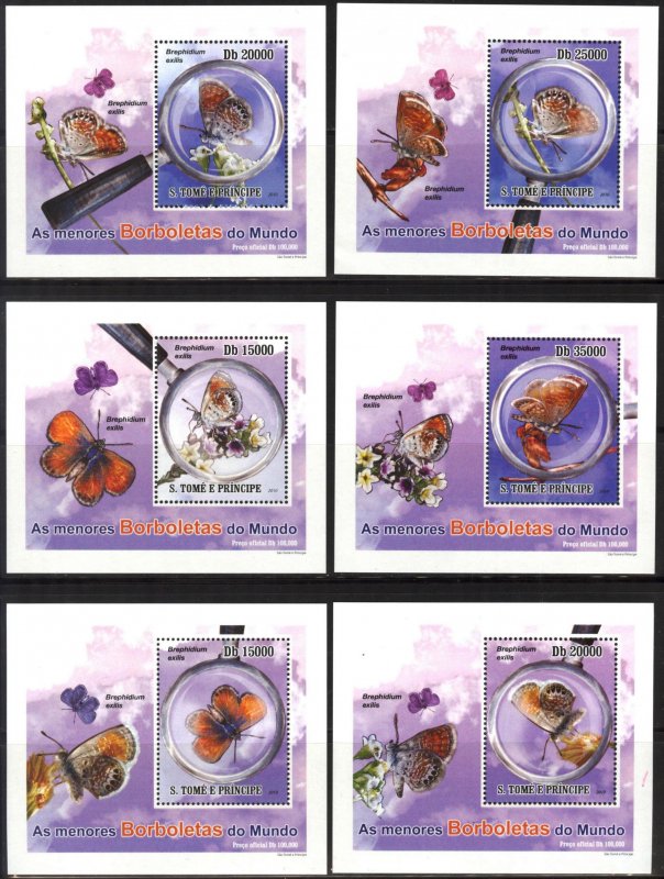 {071} Sao Tome & Principe 2010 Butterflies 6 S/S Deluxe MNH**