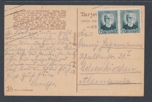 Spain Sc 518 pair on ca. 1932 PPC addressed to Germany, Plaza de la Universidad