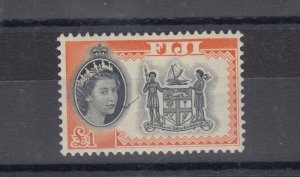 Fiji QEII 1964 £1 Black Orange Smoking Queen Flow SG325 MH BP171