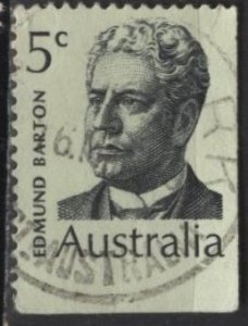 Australia 450 (used) 5c Sir Edmund Barton, PM, indigo on greenish paper (1969)