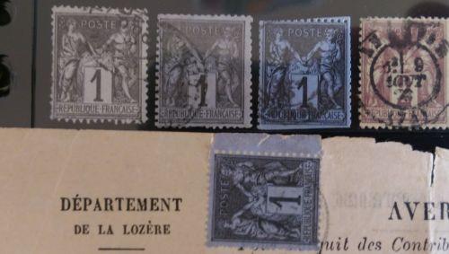 France 1877 Stamp YVERT #83c BLACK ON COBALT Peace and Commerce Type II Sage $$$