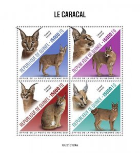 Guinea - 2021 Caracal Wild Cats - 4 Stamp Sheet - GU210124a