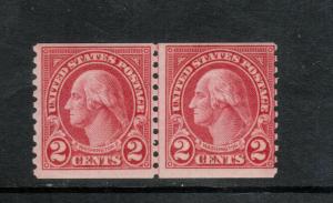 USA #599a Mint Fine Coil Joint Line Pair Never Hinged Type 2 *With Certificate*