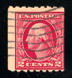 US Scott 411 Used 2c Carmine Horiz Coil George Washington, Type I Lot T325