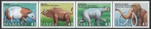 Canada SC#1529-1532 43¢ Prehistoric Canada: Mammals Strip of Four (1994) MNH