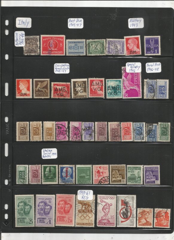 ITALY COLLECTION ON STOCK SHEET, MINT/USED