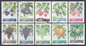 Lebanon 392-401,C359-C366,C362 color,used.Michel 797-814. Vignette,Fruits 1962.