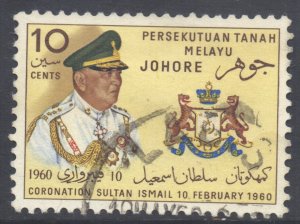 Malaya Johore Scott 157 - SG154, 1960 Coronation 10c used