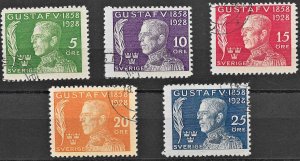 Sweden #B32-36 used set, B32 lite crease, B33, B36 short perf Cat. Val. $16.75.