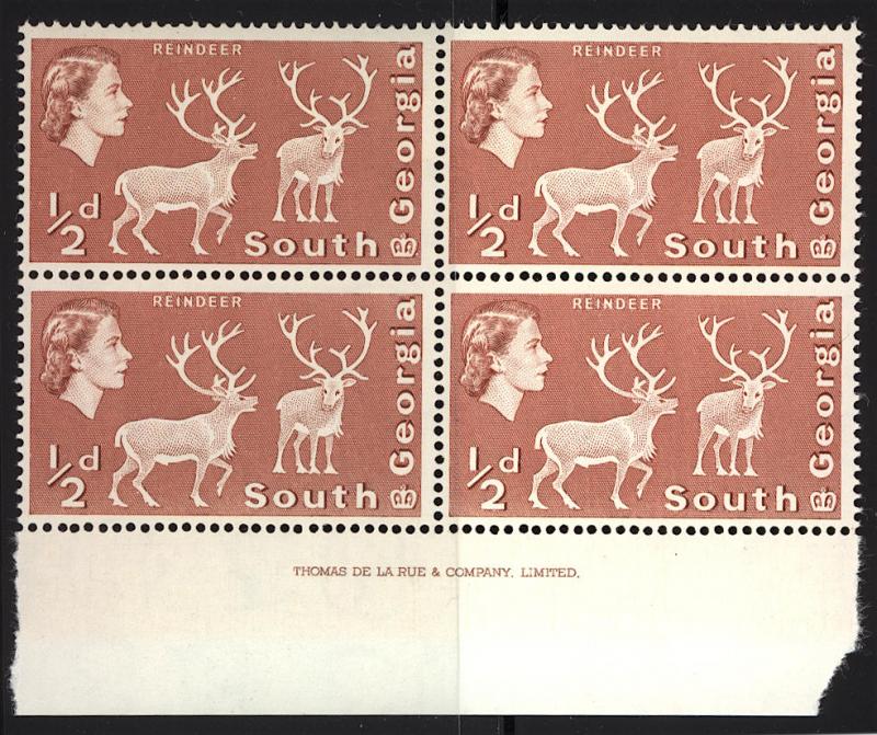 South Georgia 1963  Scott #1 MNH block of 4