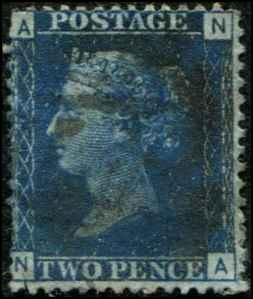 Great Britain SC# 30 SG# 47 VIctoria plate#13 2d Used