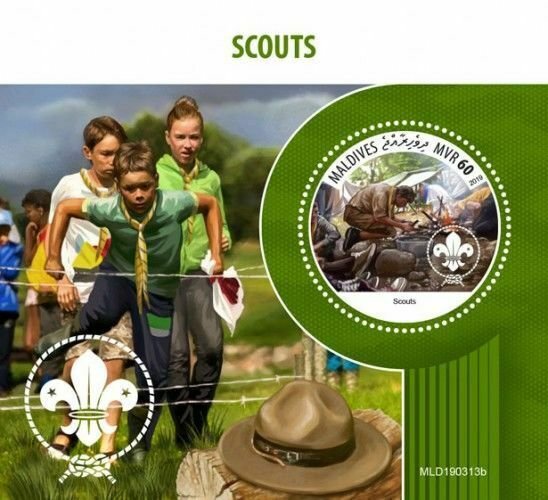 Z08 IMPERF MLD190313b MALDIVES 2019 Scouts MNH ** Postfrisch