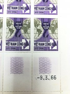 1966 Vintage Viet Nam Cong Hoa Sheet of 25 Stamps Unused Globe World Map 