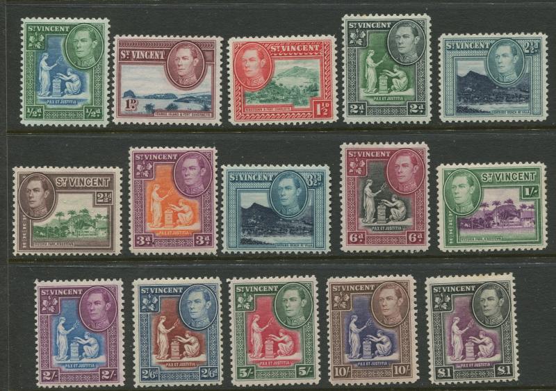 St Vincent - Scott 141-51 - KGV Definitive -1938 - MVLH - Set of 15 Stamp