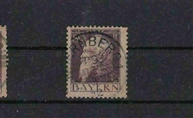 BAVARIA 1911 SG 147 80PF TYPE 1 VIOLET/DRAB CAT £38 USED STAMP   R 2253