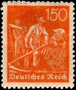 Germany 175 - Mint-H - 150pf Farmers (wmk 126) (1922)