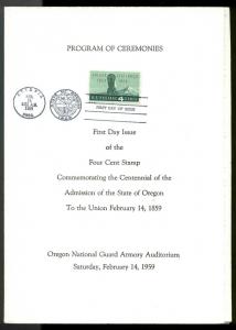 1124 OREGN STATEHOOD FIRST DAY CEREMONY PROGRAM MELLONE cats $20