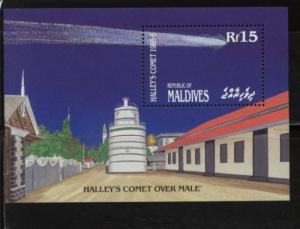 1986 Maldives Halley's Comet Space SS (Scott 1156) MNH