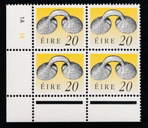 IRELAND 777 MINT NH 20p PLATE BLOCK 4. TOP LEFT 1A 1A