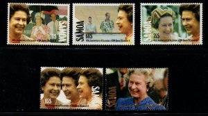 Samoa Sc 805-09 1992 40th Anniversary QE II stamp set mint NH