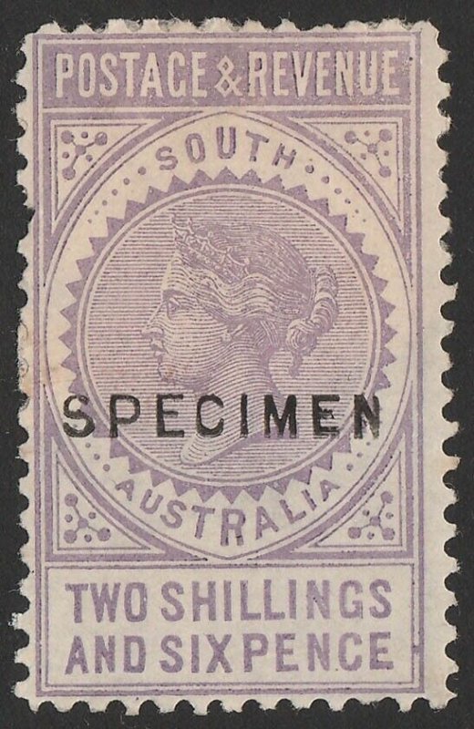 SOUTH AUSTRALIA 1886 QV Postage & Revenue 2/6 SPECIMEN perf 10. Rare.