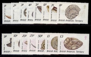 BRITISH ANTARCTIC TERRITORY QEII SG171-185, 1990 Fossils set, NH MINT. Cat £29.