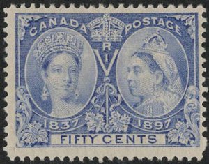 CAN*SC #60 MH(HR) 1897 50c Jubilee CV $375.00 (H) (NH=$775.00)