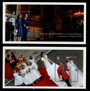 Guernsey Sc 1128-1129 2011 Royal Wedding Prince William stamp sheets mint NH