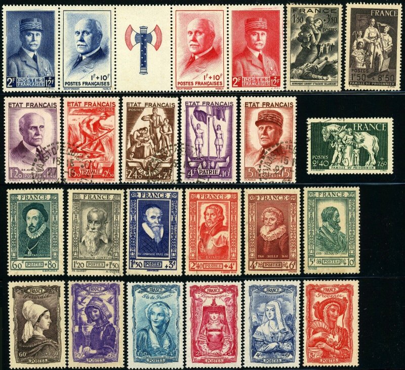 France #B149-B172 Semi-Postal Stamp Collection Europe 1943 Used Mint