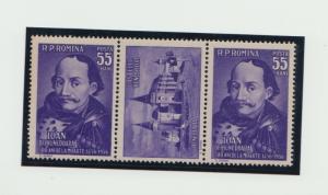 Romania 1956, Iancu De Hunedoara,castle,label, strip,Dracula, Transylvania, MNH