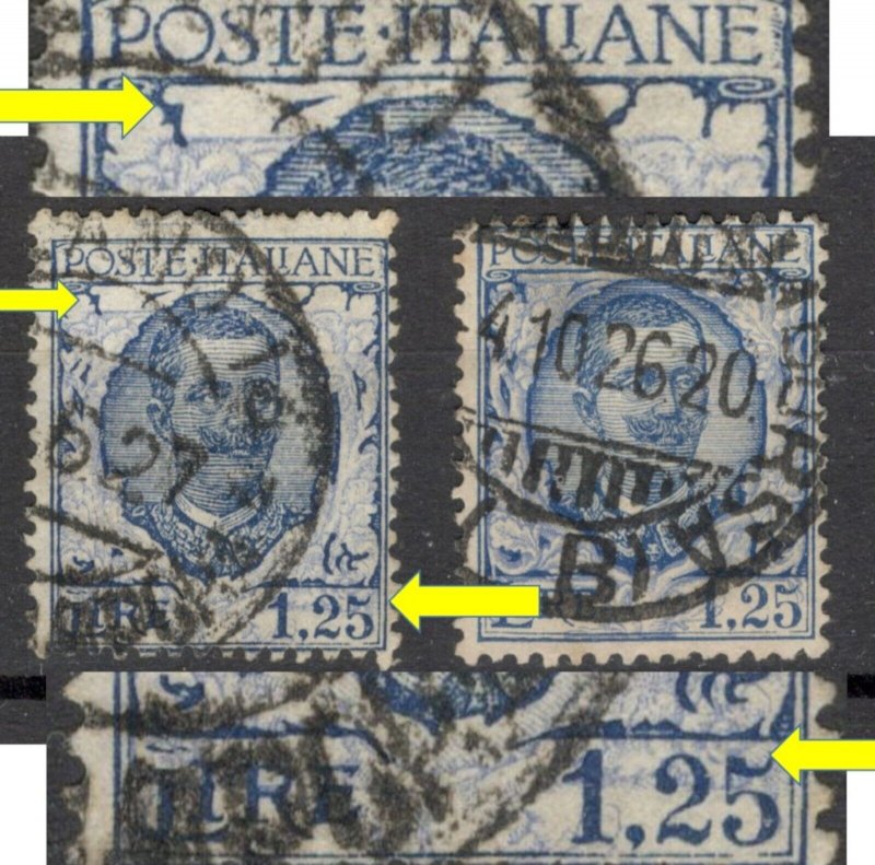 ITALY - USED STAMP  1.25L , Vittorio Emanuele III - PLATE ERROR - LOOK 