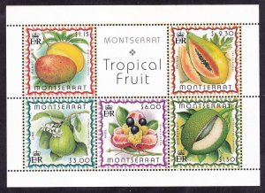 Montserrat 988a (984-88) MNH 1999 Tropical Fruit Souvenir Sheet of 5