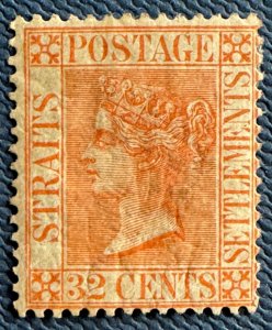 Malaya Straits Settlements 1883-91 QV 32c MH Wmk CA SG#70 M5020