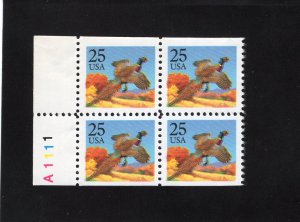 2283 Pheasant, MNH blk/4 w/plate #