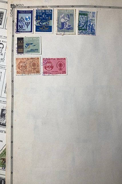 OLD CUBA & COSTA RICA STAMPS HINGED ON ALBUM PAGES + SOME OTHER COUNTRIES