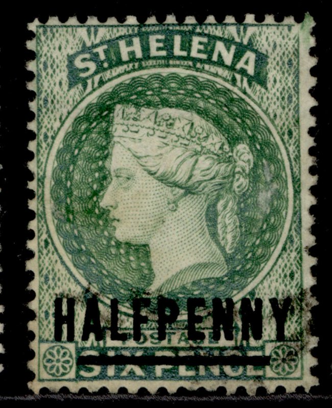 ST. HELENA QV SG35, ½d green, USED. Cat £22. 