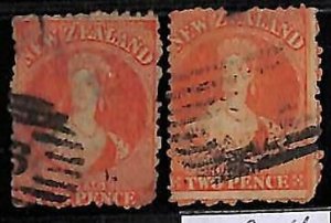 ZA0040f - NEW ZEALAND  - STAMP -  2 p red - lot of 2 - FAULTY