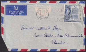 Malta - 1956 - Scott #253 - used on 1956 cover to Canada - with contents